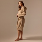 Халат махровый с капюшоном женский SL HOME: Basic «Саббиа», размер XL, хлопок 100%, коричневый - Фото 7