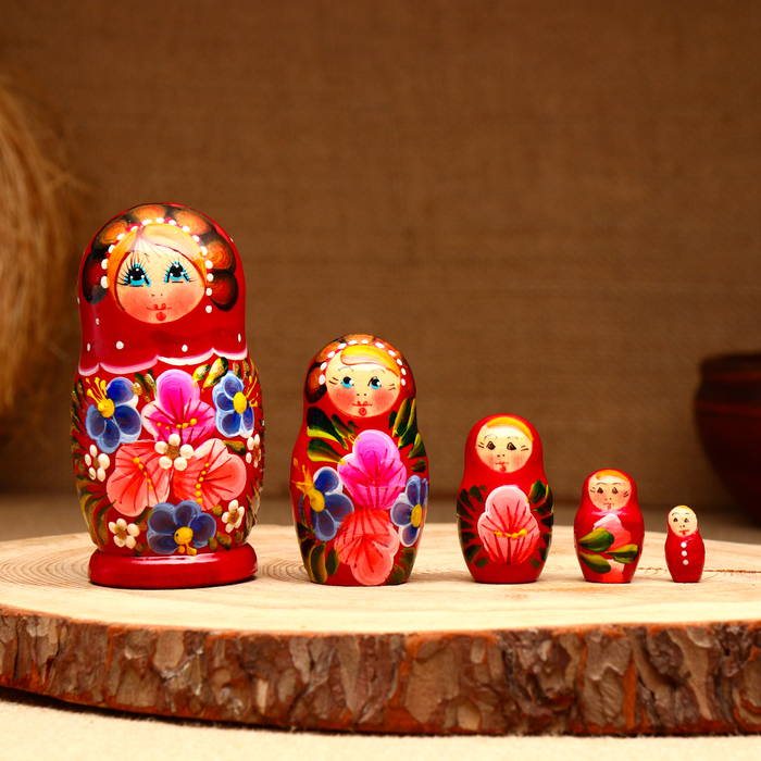 Матрёшка 5-кукольная "Наташа тюльпаны", 10-11 см - Фото 1