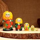 Матрёшка 5-кукольная" Праздничная жёлтая" с божьей коровкой, 10-11 см - фото 4499086