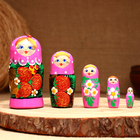 Матрёшка 5-кукольная "Праздничная розовая" с божьей коровкой, 10-11 см - фото 321109873