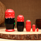 Матрёшка 5-кукольная "Праздничная красная" с божьей коровкой, 10-11 см - фото 9125204