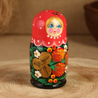 Матрёшка 5-кукольная "Праздничная красная" с божьей коровкой, 10-11 см - фото 4499099