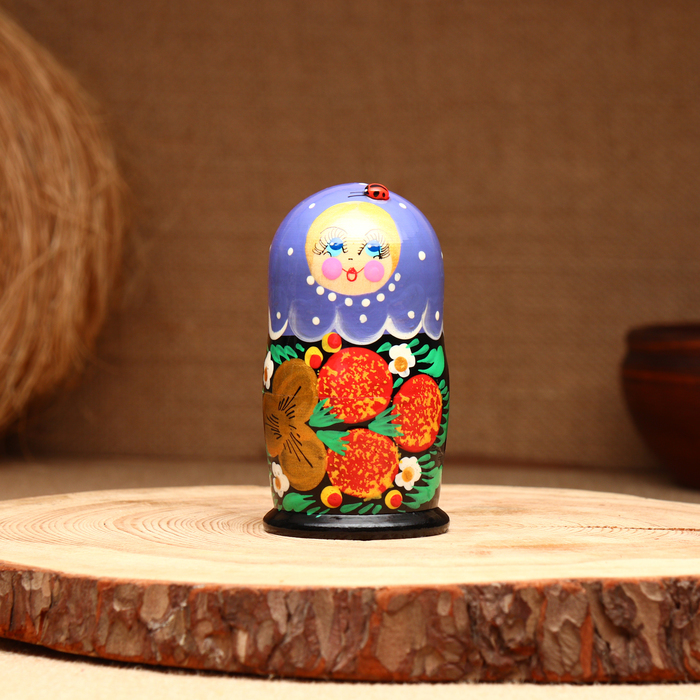 Матрёшка 5-кукольная "Праздничная фиолетовая" с божьей коровкой, 10-11 см - фото 1885960890