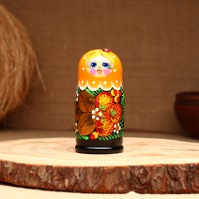Матрёшка 5-кукольная "Праздничная оранжевая" с божьей коровкой, 10-11 см - фото 1906588036