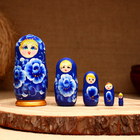 Матрёшка 5-кукольная "Влада синяя", 10-11 см - фото 12148538