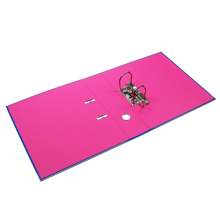 Папка-регистратор А4, 75 мм, Lamark, ПВХ, двухстороннее покрытие, металлическая окантовка, карман на корешок, собранная, синий/розовый