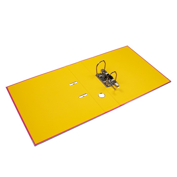 Папка-регистратор А4, 75 мм, Lamark, ПВХ, двухстороннее покрытие, металлическая окантовка, карман на корешок, собранная, розовый/желтый