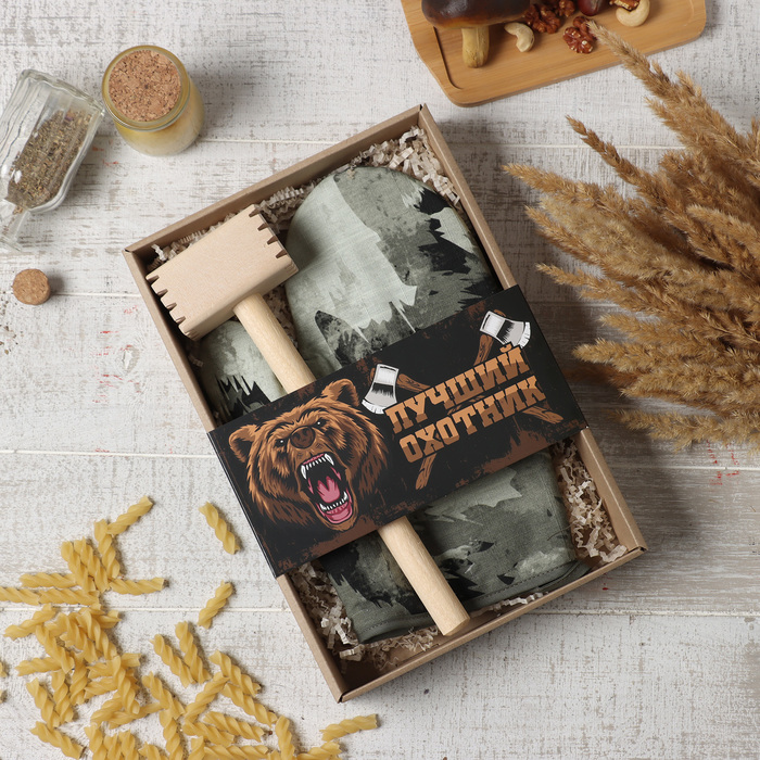 Кухонный набор «Доляна» Hunter: варежка-прихватка, молоток деревянный - Фото 1