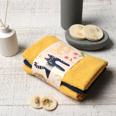 Салфетки махровые «Этель. Кот в цветах», 3 шт., 30×30 см, хлопок 100%