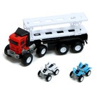Грузовик «Автовоз», инерция, 2 квадроцикла в наборе, цвет МИКС, в пакете - фото 24553282