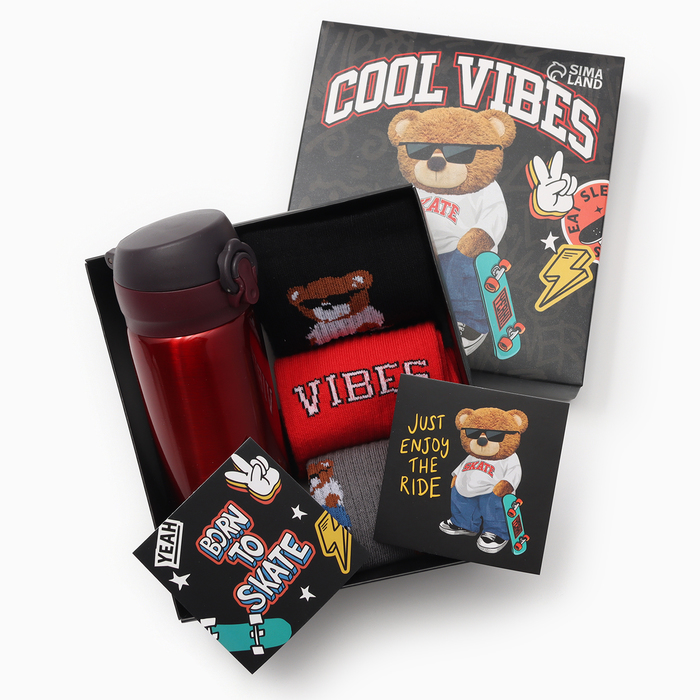 

Подарочный набор термос и носки 3 пары KAFTAN "Cool vibes", р. 33-35 (20-22 см)