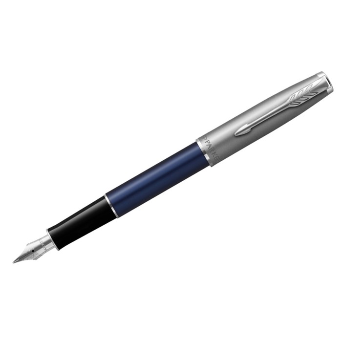 Ручка перьевая Parker Sonnet Sand Blasted Metal&Blue Lacquer, 0.8мм, черн, под/уп 2146747 - Фото 1