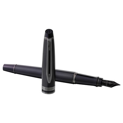 Ручка перьевая Waterman Expert Metallic Black RT, 0.8мм, синяя, подар/уп 2119188