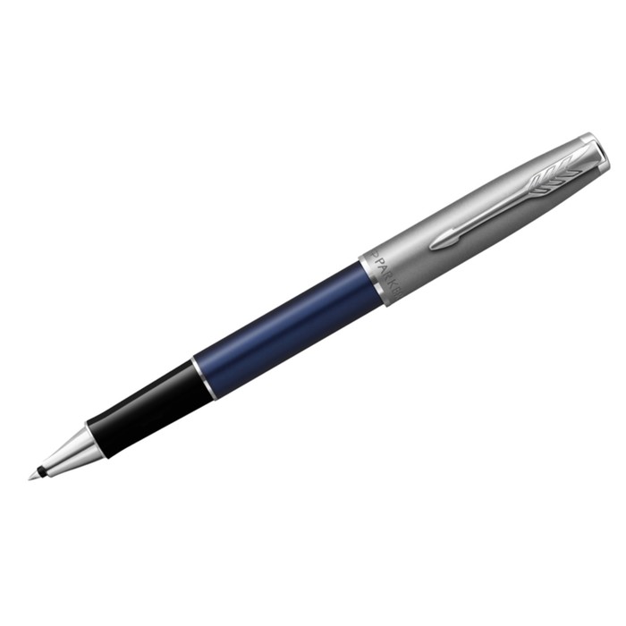 Ручка-роллер Parker Sonnet Sand Blasted Metal&Blue Lacquer, 0,8мм, черн, подар/уп 2146639 - Фото 1