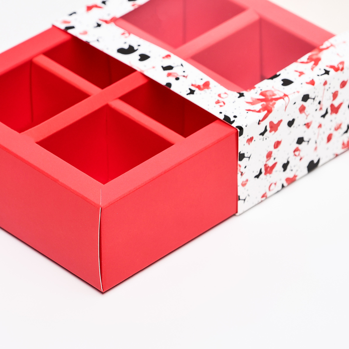 Коробка для конфет 6 шт, белая "Купидон", 13,7 х 9,85 х 3,86 см