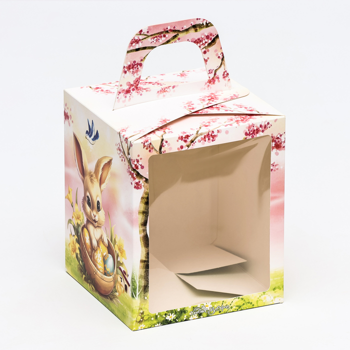 Пасхальная коробочка с окном "Пасхальная корзина" 15 х 15 х 18 см