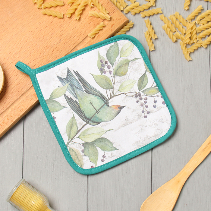 Прихватка «Этель. Птицы», 19×19 см, саржа,100% хлопок, ватин 250 г/м²