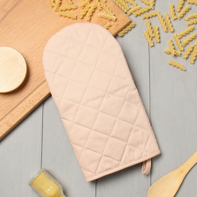 Варежка-прихватка «Этель» Kitchen, бежевая, 15×28 см, саржа, 100% хлопок