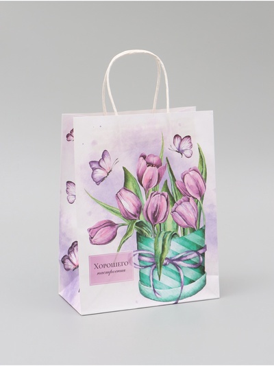 Пакет крафтовый «Хорошего настроения», 25×22×11 см