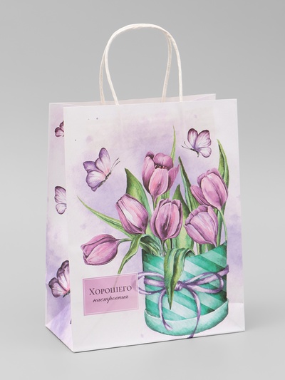 Пакет крафтовый «Хорошего настроения», 25×22×11 см