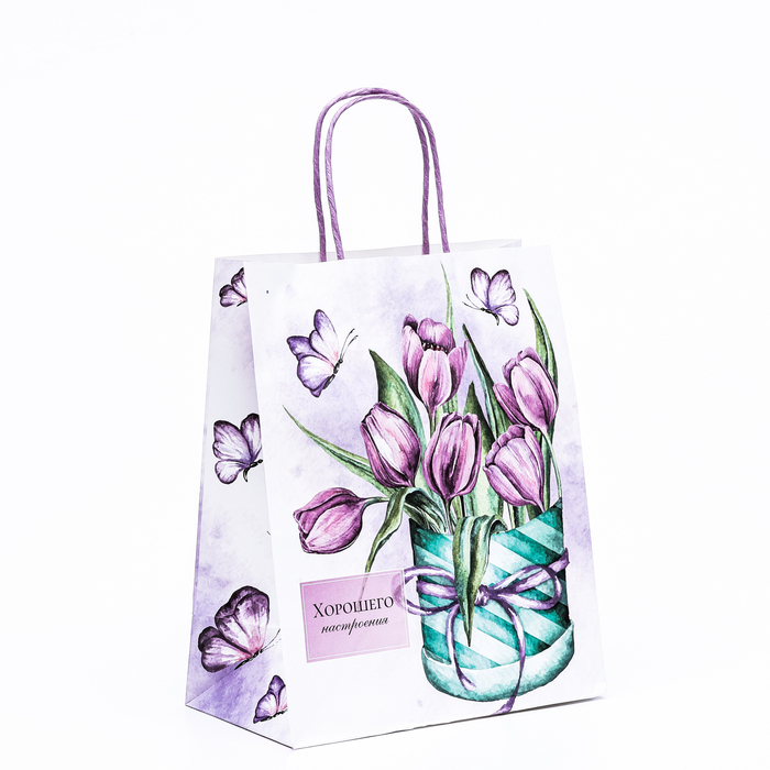 Пакет крафтовый «Хорошего настроения», 25×22×11 см - Фото 1