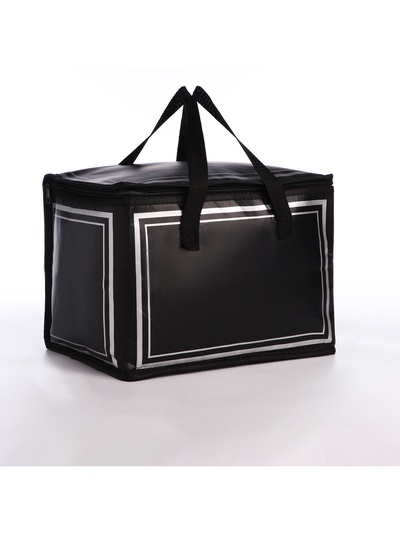 Термосумка на молнии «Стиль», 14 л, 30×22×22 см, чёрная