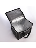 Термосумка на молнии «Стиль», 14 л, 30×22×22 см, чёрная - Фото 3