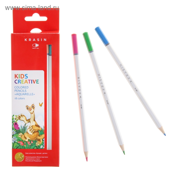 Карандаши акварельные 18цв "Планета зверей" шестигранный, д.7.2мм дл.176мм - Фото 1