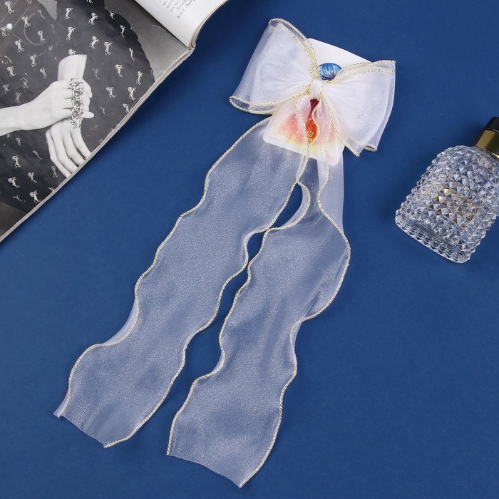 

Зажим для волос "Школьница" бантик, 13х27 см, айвори с кантиком