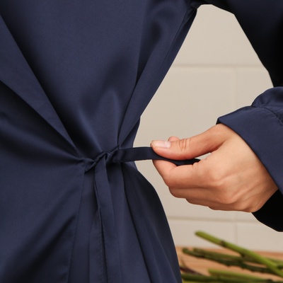 Халат домашний женский с запахом MINAKU: Home collection, тёмно-синий, размер 42