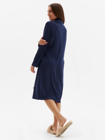 Халат домашний женский с запахом MINAKU: Home collection, тёмно-синий, размер 42