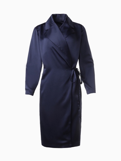 Халат домашний женский с запахом MINAKU: Home collection, тёмно-синий, размер 42