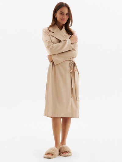 Халат домашний женский с запахом MINAKU: Home collection, бежевый, размер 46