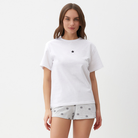 Пижама женская (футболка, шорты) KAFTAN «Звезды», размер 52-54, серая  (артикул 9842725)  большой выбор товаров оптом и в розницу по низким ценам с доставкой