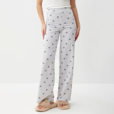 Брюки прямые домашние женские KAFTAN «Звезды», размер 52-54, серые