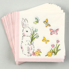 Салфетки бумажные «Кролик с бабочками» 25х25 см, набор 20 шт. - фото 11350784