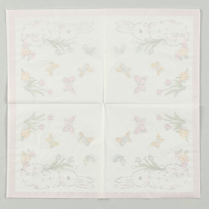 Салфетки бумажные «Кролик с бабочками» 25х25 см, набор 20 шт.