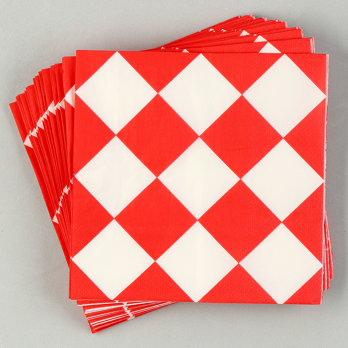 Салфетки бумажные «Красные ромбики» 33х33 см, набор 20 шт. - Фото 1