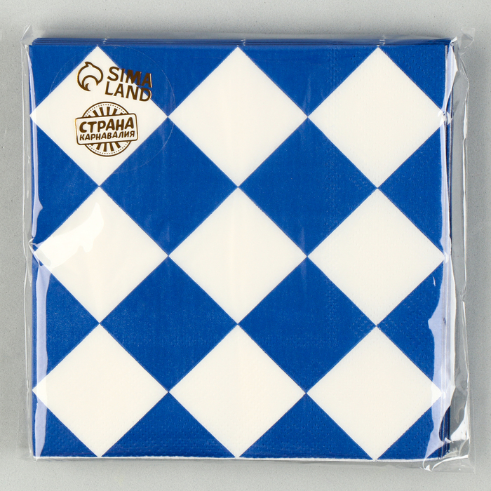 Салфетки бумажные «Синие ромбики» 33х33 см, набор 20 шт.