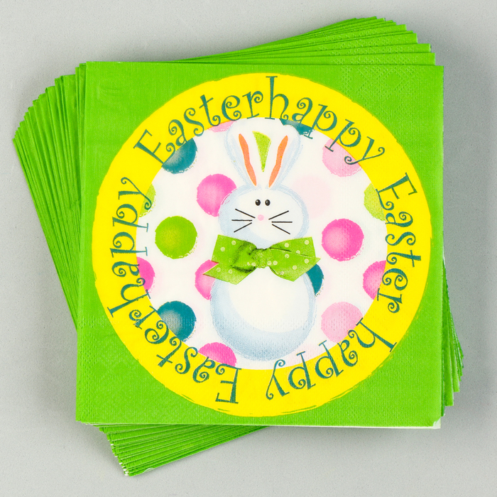 Салфетки бумажные «Светлой Пасхи» белый кролик, 33х33 см, набор 20 шт.