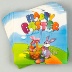 Салфетки бумажные «Счастливой Пасхи» кролик с корзинкой, 33х33 см, набор 20 шт. - фото 24624352