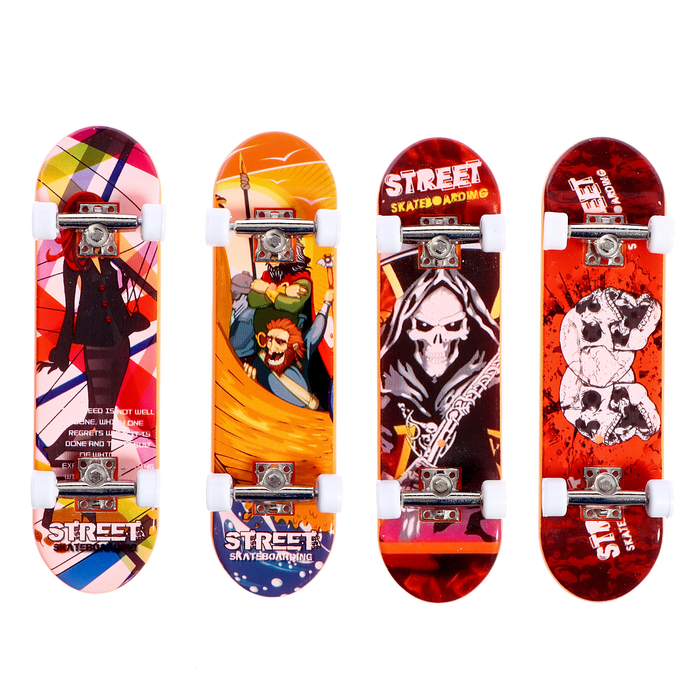 Набор фингербордов «Уличный скейтер», 4 штуки, цвет МИКС - фото 1890405456
