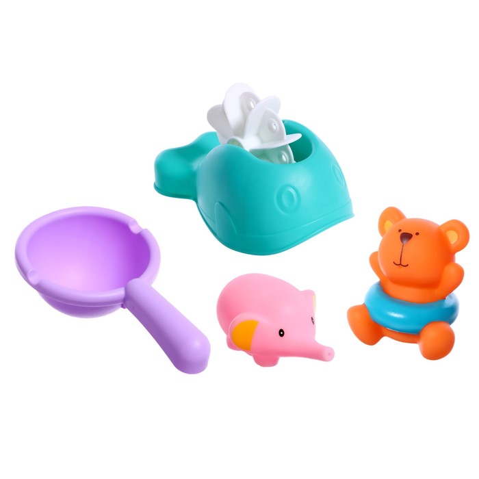 Набор игрушек для ванны «Зверята», 4 предмета - Фото 1