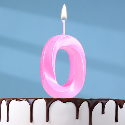 Свеча в торт на шпажке «Грань», цифра "0", 5 см, розовая