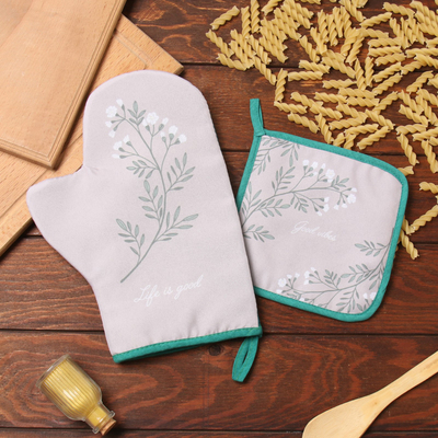 Набор кухонный Доляна Live is good: варежка 20×28 см, прихватка 17×17 см, 35% хлопок, 65% п/э