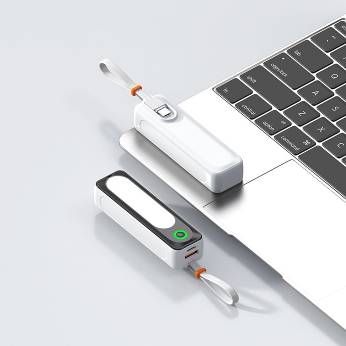 

Внешний аккумулятор DX151, 5000 мАч, USB, Type-C, кабель Type-C, фонарь, белый