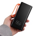 Внешний аккумулятор YM-653, 30000 мАч, 66 W, 4USB, 3Type-C, фонарь, быстрая зарядка, чёрный - фото 51527267