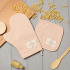 Кухонный набор «Этель» Kitchen: бежевый, варежка-прихватка 20×28 см, прихватка 19×19 см, 100% хлопок - Фото 1