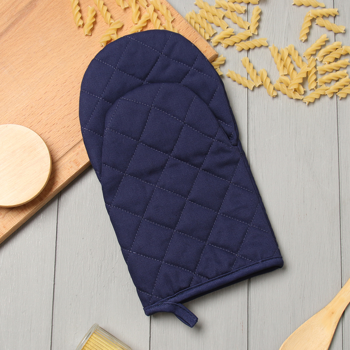 Варежка-прихватка «Этель» Kitchen, синяя, 15×28 см, саржа, 100% хлопок - Фото 1