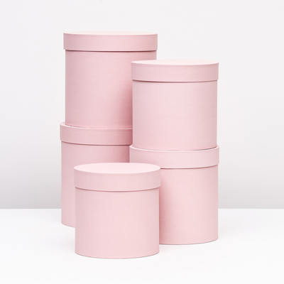 Набор круглых коробок 5 в 1 «Краски», пыльная роза, 25×25×25 - 19×19×19 см